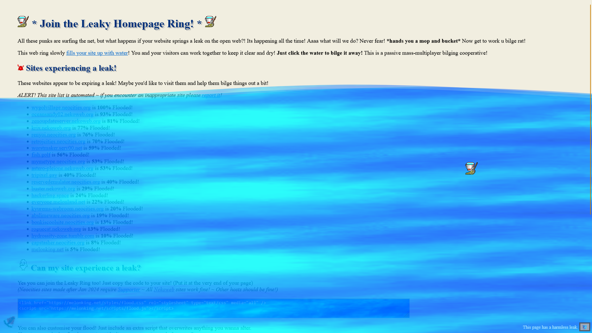 Leaky homepage script in action (note: simulated using inspect element)