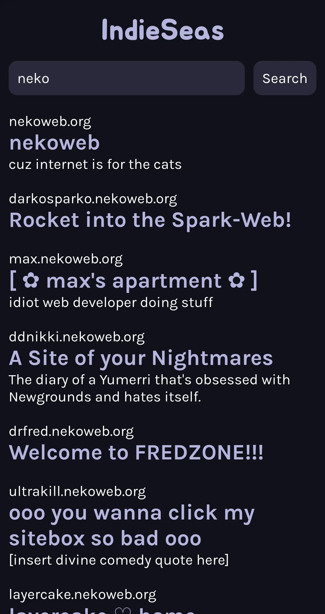 Preview of the results page in mobile mode